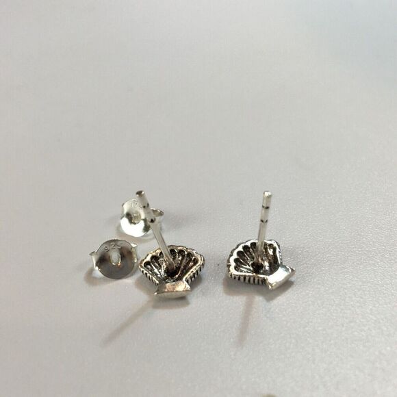 Handmade Sterling Silver Seashell Earrings 925 Posts Shell Studs - Picture 12 of 15